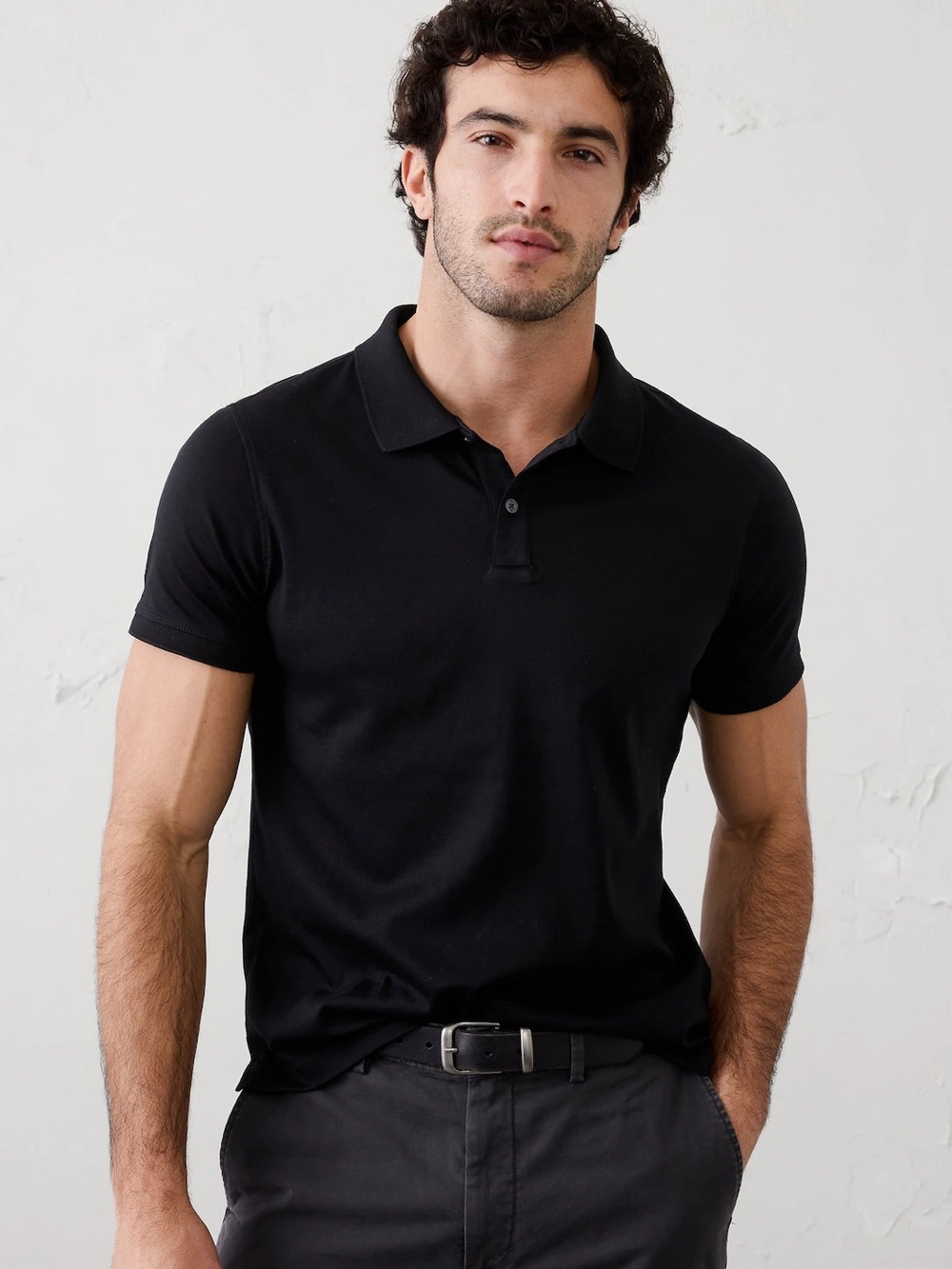 Banana Republic Black Classic Polo Piqué Shirt – Size XS